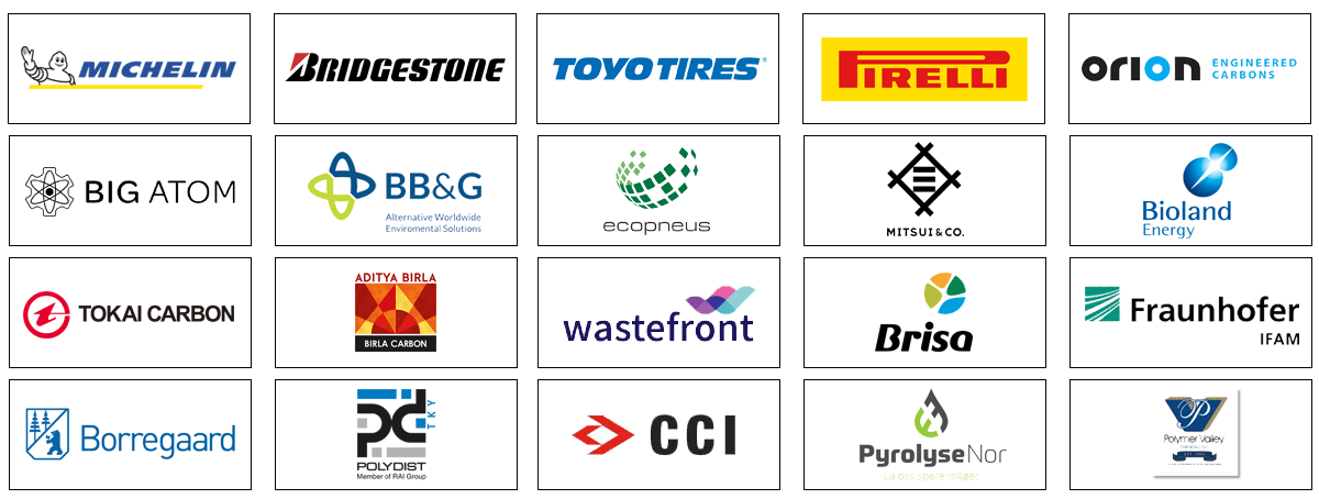 Michelin, Bridgestone, Toyo Tires, Orion Engineered Carbons, PyrolyseNor, Mitsui, Borregaard, Pulva, CCI, Bioland Energy