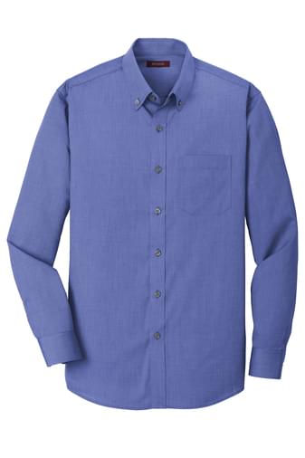 stock image of blue men's button down dress shirt