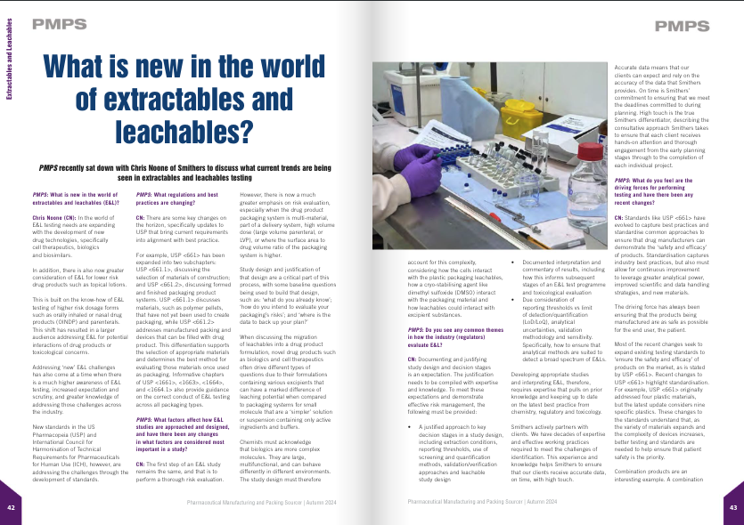 What's New in the World of Extractables and Leachables?