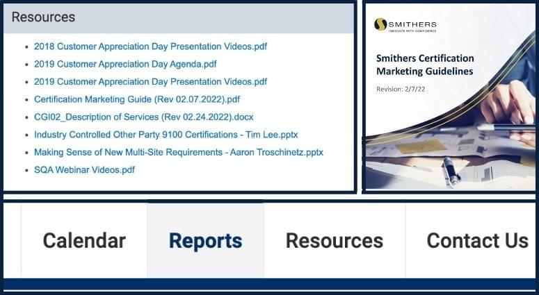 Smithers Quality Assessments Client Portal